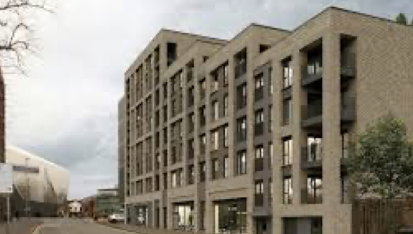 Architectural visualisation of the Highcross Street development in Leicester