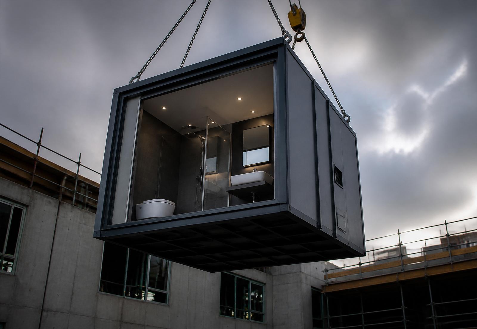 Steel framed custodial bathroom pod